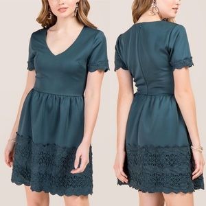 NWT Francesca’s teal v-neck lace dress